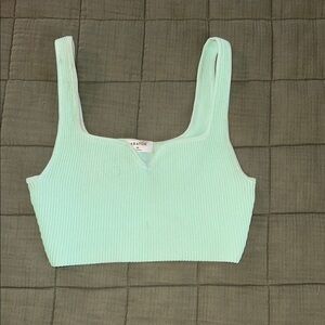 Aritzia Babaton Mint Green Ribbed Crop Top